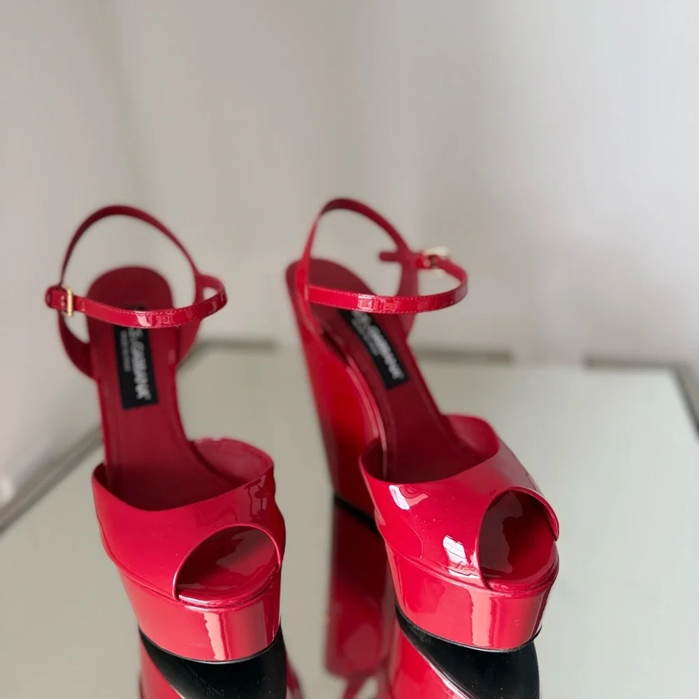 Like new DOLCE & GABBANA Ankle-strap Platform Wedge Sandals In Red $1,020